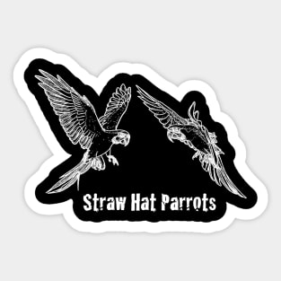 Straw Hat Parrots Luffy and Zoro Outline White Sticker